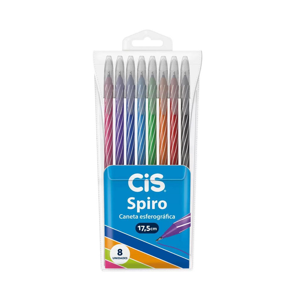 CANETA ESFEROGRÁFICA SPIRO 0.7 CIS ESTOJO C/8<br> CANETA ESFEROGRÁFICA SPIRO 0.7 CIS ESTOJO C/8<br>