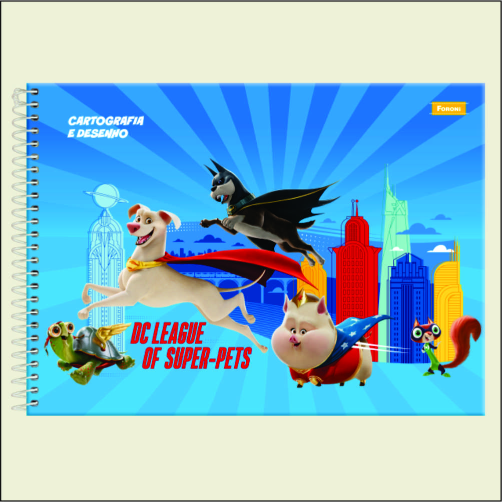 CADERNO CARTOGRAFIA E DESENHO CAPA DURA 80FL SUPER PETS FORONI CADERNO CARTOGRAFIA E DESENHO CAPA DURA 80FL SUPER PETS FORONI
