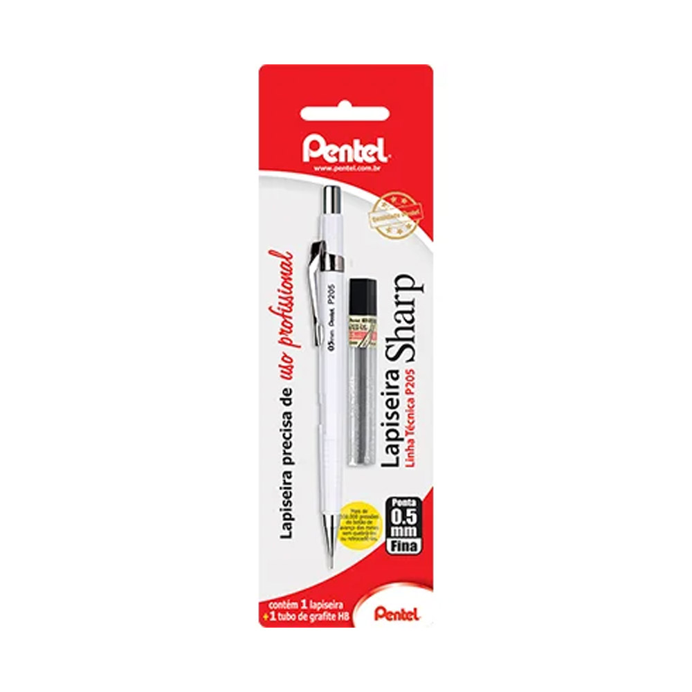 LAPISEIRA P205 0,5MM BRANCA +MINA BLISTER PENTEL LAPISEIRA P205 0,5MM BRANCA +MINA BLISTER PENTEL