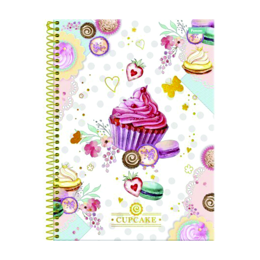 CADERNO UNIVERSITÁRIO 15 MATÉRIAS CUPCAKE 240FLS FORONI  CADERNO UNIVERSITÁRIO 15 MATÉRIAS CUPCAKE 240FLS FORONI