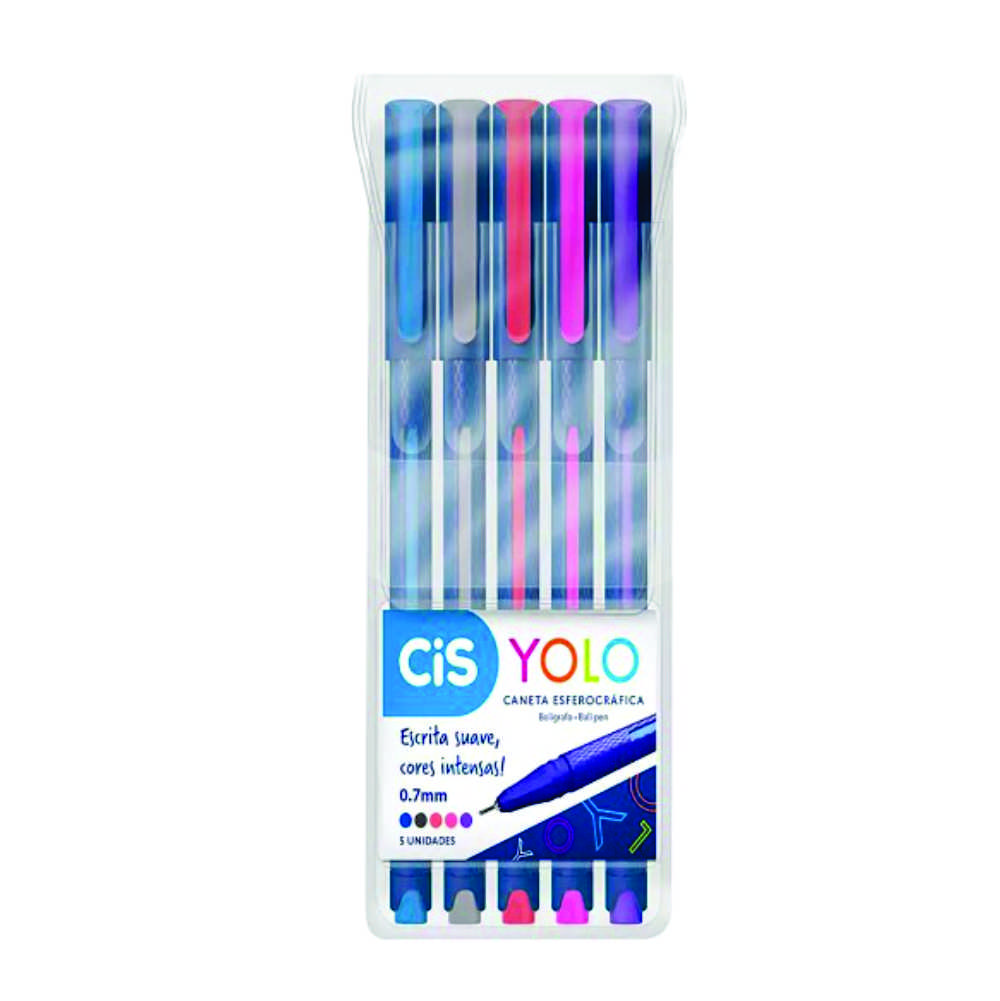 CANETA ESFEROGRÁFICA YOLO 0,7 CIS BLISTER C/5<br> CANETA ESFEROGRÁFICA YOLO 0,7 CIS BLISTER C/5<br>