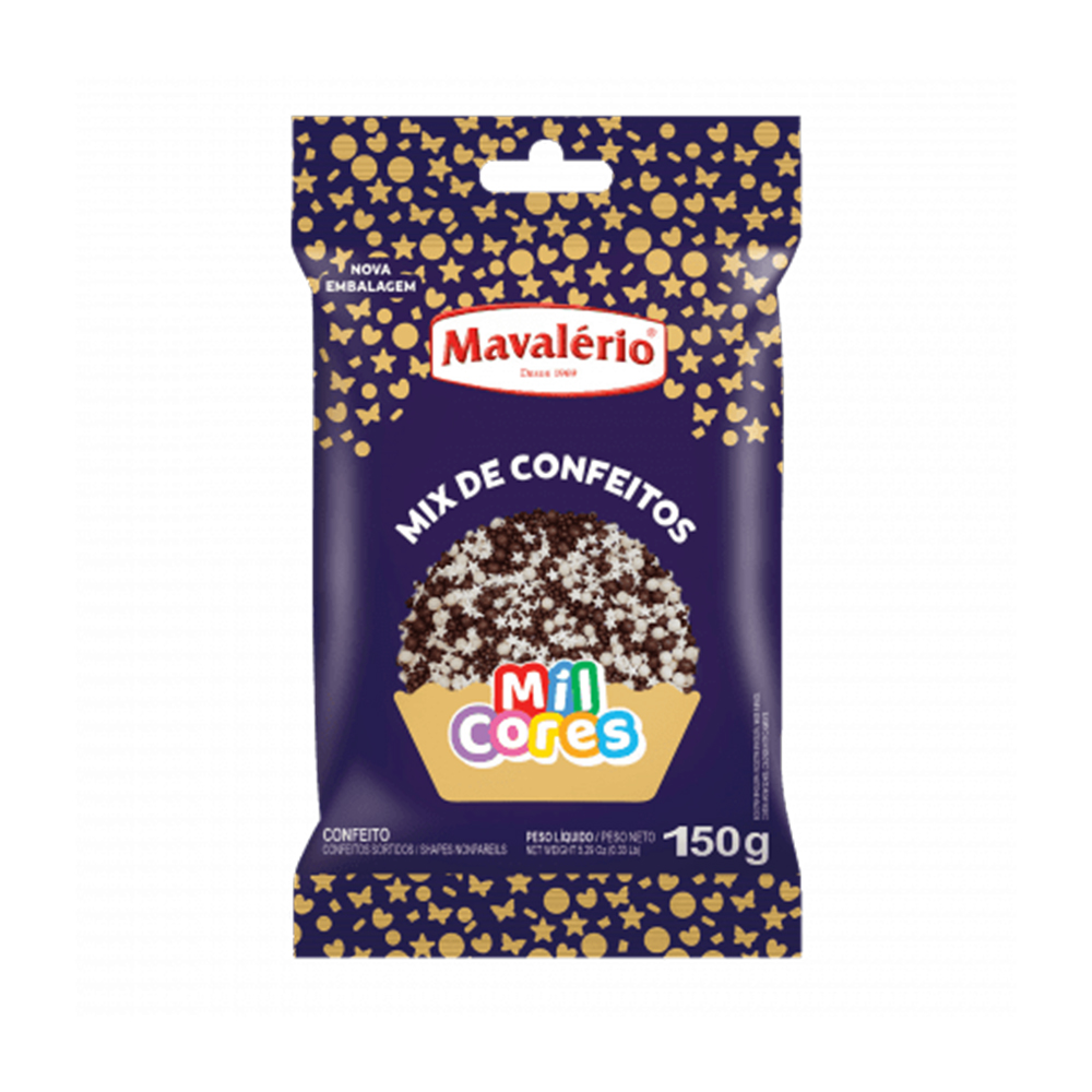 CONFEITOS MARROM MIX MAVALÉRIO 150G                                                                                                                                                                      CONFEITOS MARROM MIX MAVALÉRIO 150G