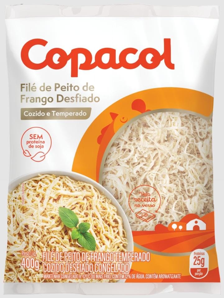 FILE DE PEITO FRANGO DESFIADO COZIDO TEMPERADO COPACOL 400G                                                                                                                                                  