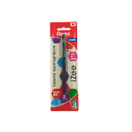 CANETA ESFEROGRÁFICA RETRATIL IZEE 1.0MM PRETA PENTEL BL                                                                                                                                                          CANETA ESFEROGRÁFICA RETRATIL IZEE 1.0MM PRETA PENTEL BL