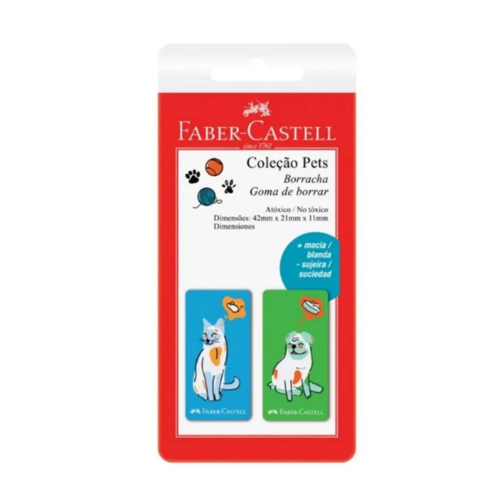 BORRACHA PETS VERDE E AZUL FABER CASTELL<br> BORRACHA PETS VERDE E AZUL FABER CASTELL<br>