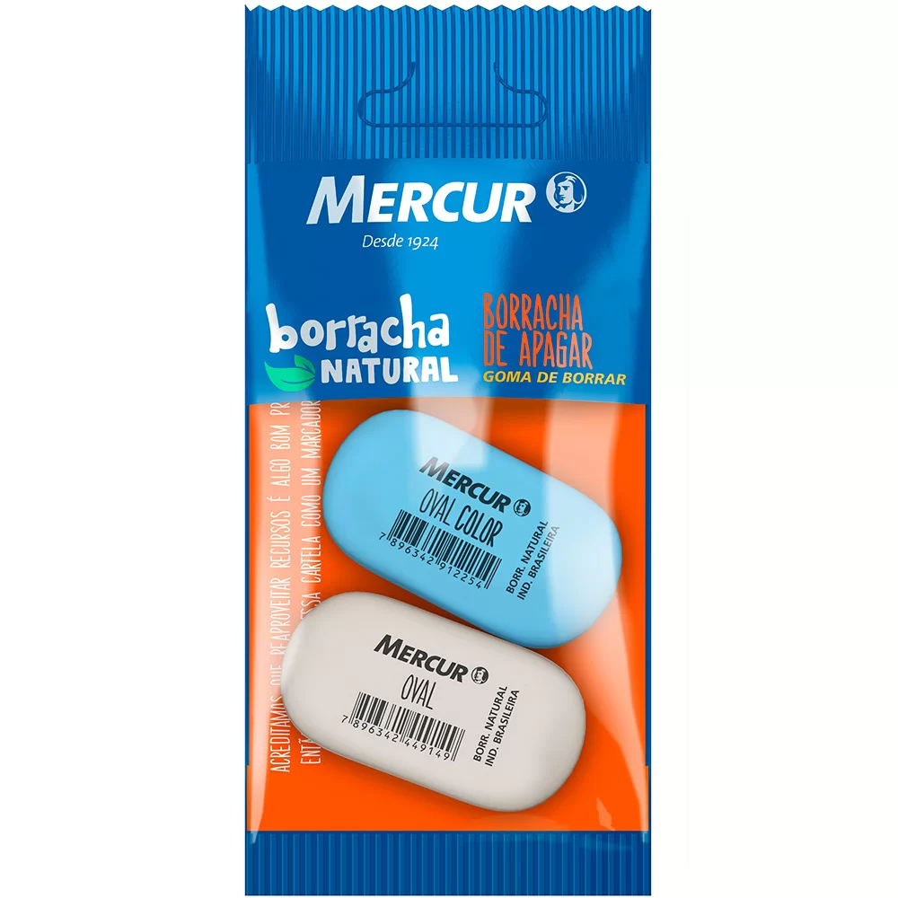 BORRACHA OVAL BRANCA/AZUL PULL PACK C/2 MERCUR      BORRACHA OVAL BRANCA/AZUL PULL PACK C/2 MERCUR