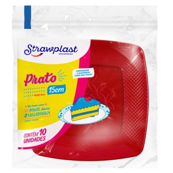 PRATO PLASTICO QUADRADO 15CM VERDE STRAWPLAST 10UN                                                                                                                                                             