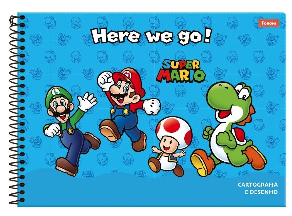 CADERNO CARTOGRÁFICO CAPA DURA 80FL SUPER MARIO BROS FORONI                                                                                                                                                              CADERNO CARTOGRÁFICO CAPA DURA 80FL SUPER MARIO BROS FORONI