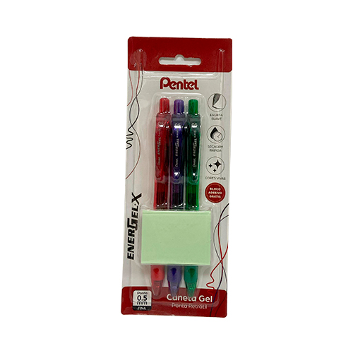 CANETA ESFEROGRÁFICA ENERGEL 0,5MM VM/VI/VD BLOCO GTS  CANETA ESFEROGRÁFICA ENERGEL 0,5MM VM/VI/VD BLOCO GTS