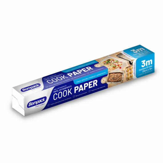 PAPEL ANTIADERENTE COOK PAPER 28CMX3M BOMPACK                                                                                                                                                           