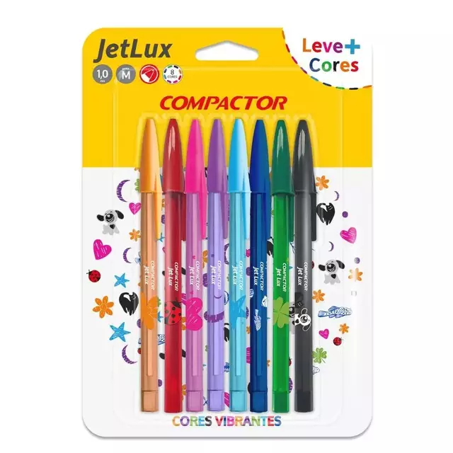 CANETA ESFE JET LUX C/8 CORES VIBRANTES COMPACTOR                                                                                                                                                        CANETA ESFE JET LUX C/8 CORES VIBRANTES COMPACTOR