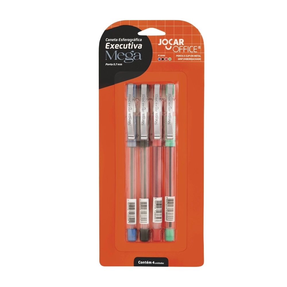 CANETA ESFE MEGA 0,7 AZ/PR/VM/VD JOCAR C/4                                                                                                                                                               CANETA ESFE MEGA 0,7 AZ/PR/VM/VD JOCAR C/4