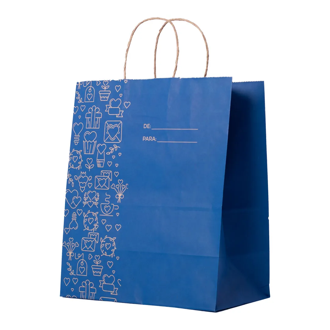 SACOLA KRAFT IMP P PRESENTE AZUL 26X21X09 STAMP  SACOLA KRAFT IMP P PRESENTE AZUL 26X21X09 STAMP