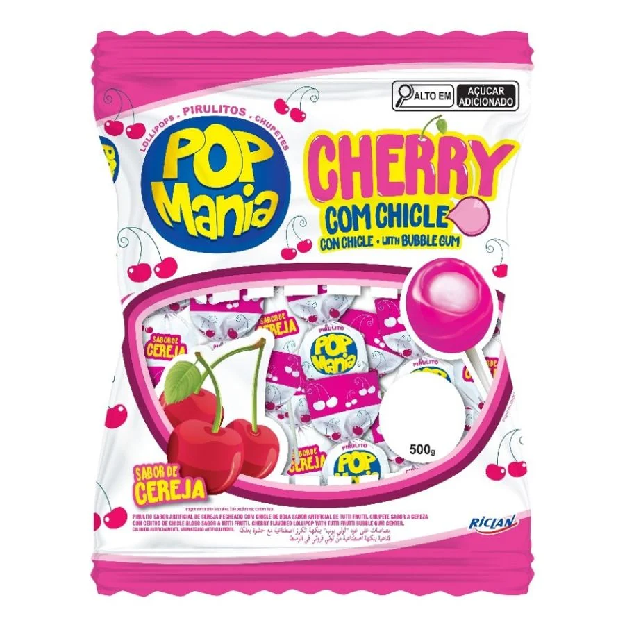 PIRULITO POP MANIA CHERRY 500G                                                                                                                                                                           PIRULITO POP MANIA CHERRY 500G