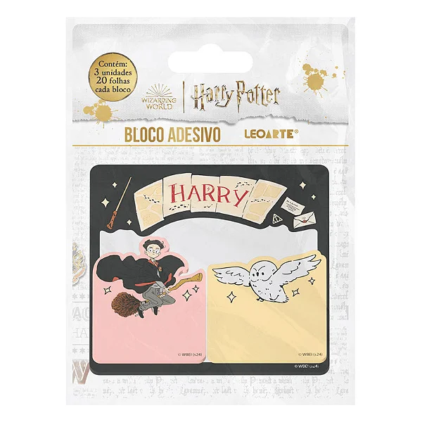 BLOCO ADESIVO HARRY POTTER 3 BLOCOS LEOARTE 20 FOLHAS                                                                                                                                                           
