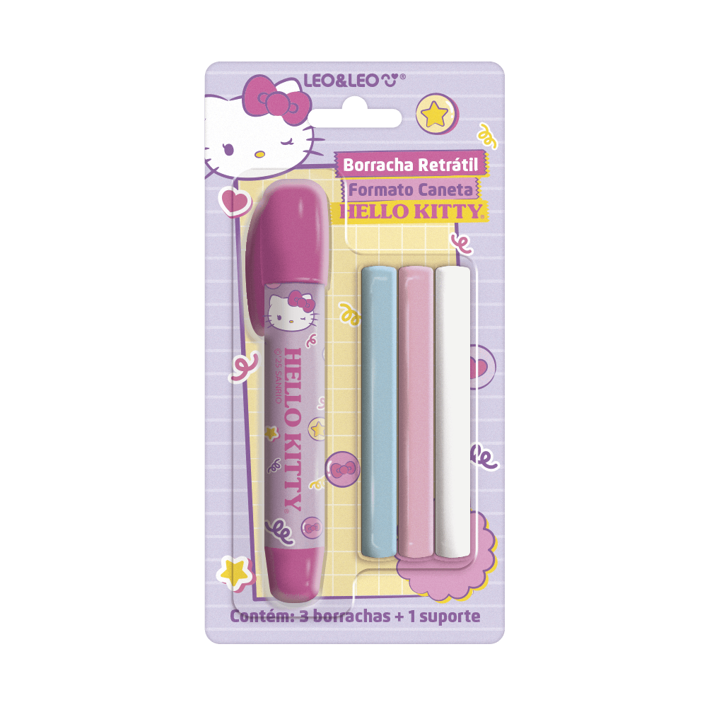 BORRACHA CANETA HELLO KITTY C/3 BORRACHAS LEO&LEO                                                                                                                                                       