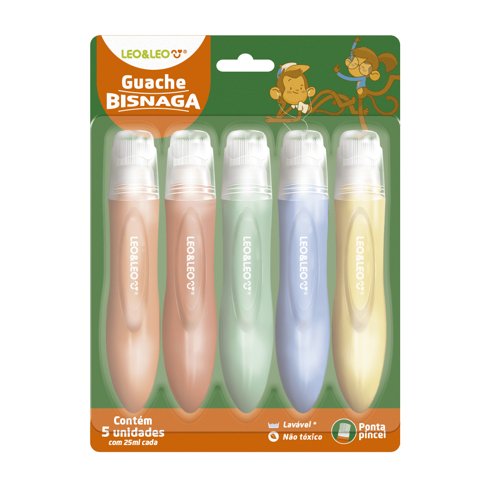 GUACHE BISNAGA PONTA PINCEL LEO&LEO C/5                                                                                                                                                                  GUACHE BISNAGA PONTA PINCEL LEO&LEO C/5