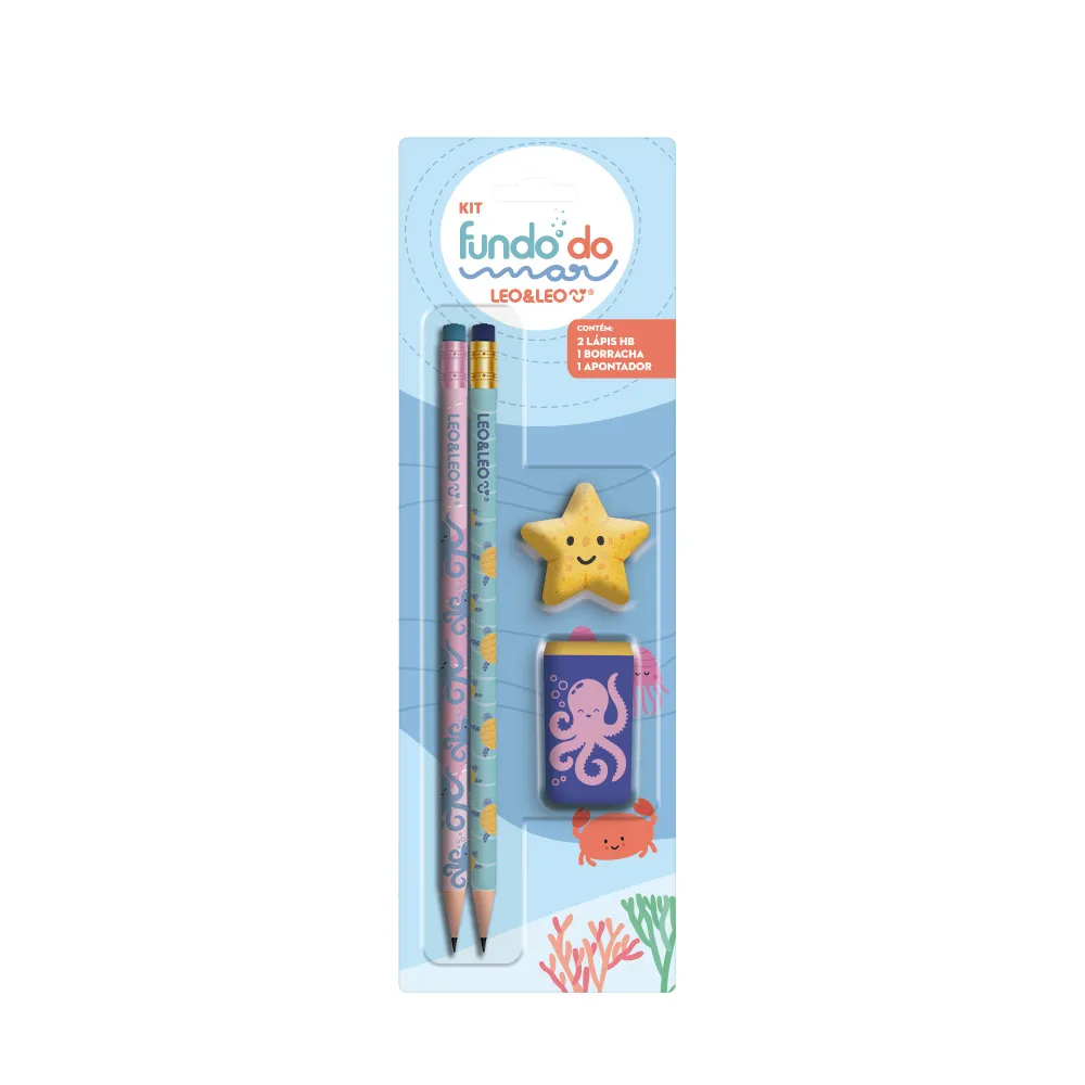 KIT FUNDO DO MAR LAPIS/APONTADOR/BORRACHA BL LEO&LEO                                                                                                                                                     KIT FUNDO DO MAR LAPIS/APONTADOR/BORRACHA BL LEO&LEO