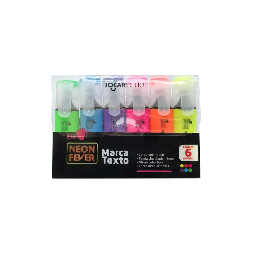 MARCA TEXTO NEON FEVER 6 CORES JOCAR                                                                                                                                                                    
