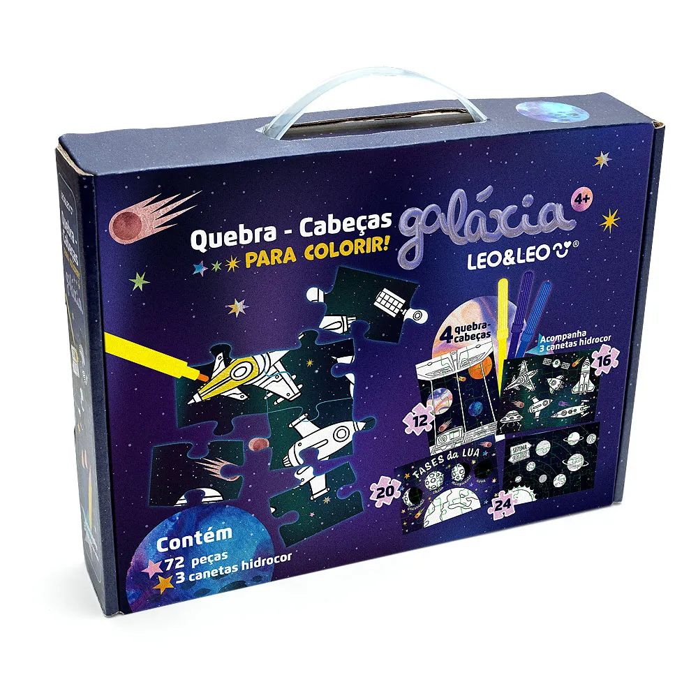 QUEBRA CABECA 4 EM 1 COLORIR GALAXIA 72 PECAS LEO&LEO                                                                                                                                                    QUEBRA CABECA 4 EM 1 COLORIR GALAXIA 72 PECAS LEO&LEO