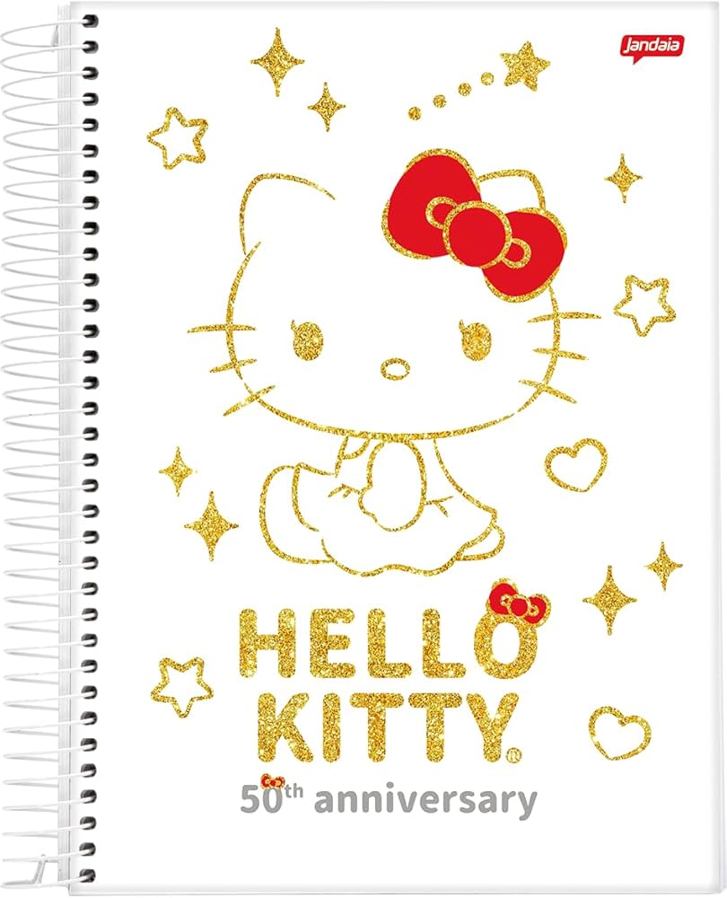 CADERNO UNIVERSITÁRIO 1 MATÉRIA CAPA DURA HELLO KITTY 50TH SILHUE 80FLS JANDAIA 76278                                                                                                                                               