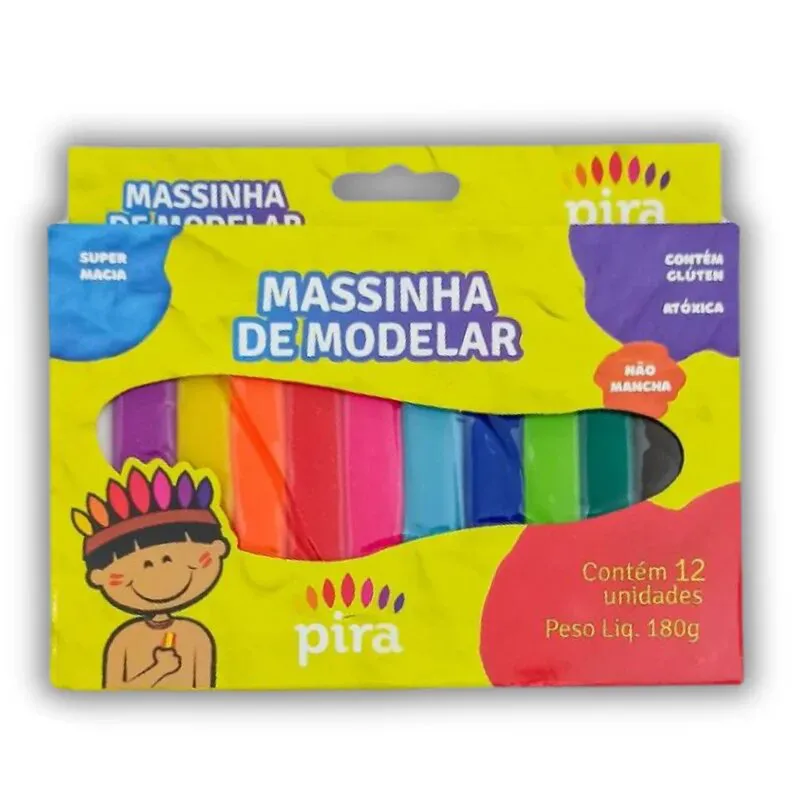 MASSINHA DE MODELAR 180G 12 CORES PIRATININGA                                                                                                                                                               