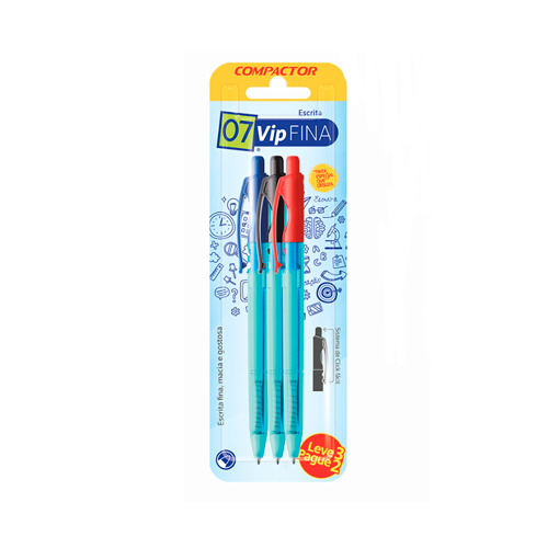 CANETA ESFEROGRAFICA COM 3 RET VIP 07 FINA AZ PR VM COMPACTOR                                                                                                                                                       CANETA ESFEROGRAFICA COM 3 RET VIP 07 FINA AZ PR VM COMPACTOR