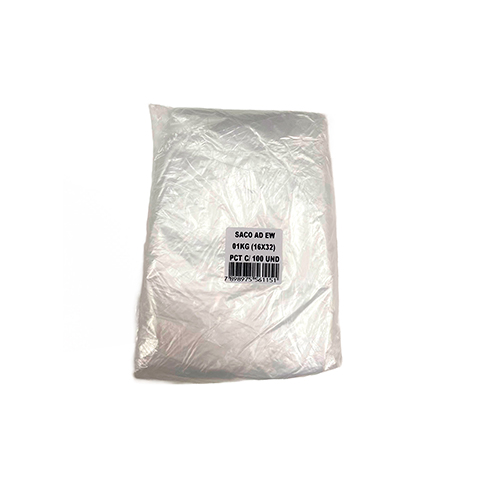 SACO PLASTICO ALTA DENSIDADE 16X32 1KG EWPLASTIC 100UN                                                                                                                                                                