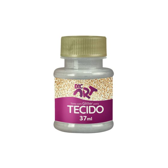 TINTA P/ TECIDO GLITTER 37ML PRATA DAC                                                                                                                                                                   TINTA P/ TECIDO GLITTER 37ML PRATA DAC