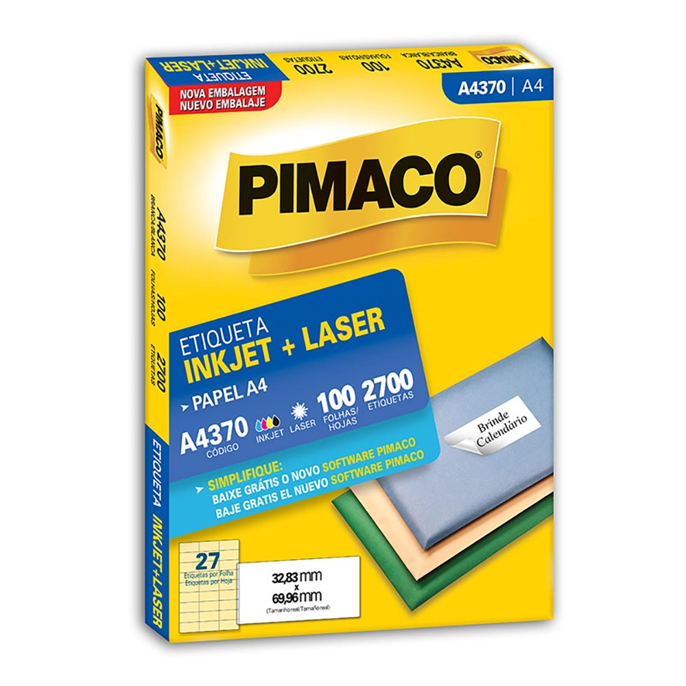 ETIQUETA A4370 LASER A4 COM 100 FOLHAS PIMACO                                                                                                                                                                  ETIQUETA A4370 LASER A4 COM 100 FOLHAS PIMACO