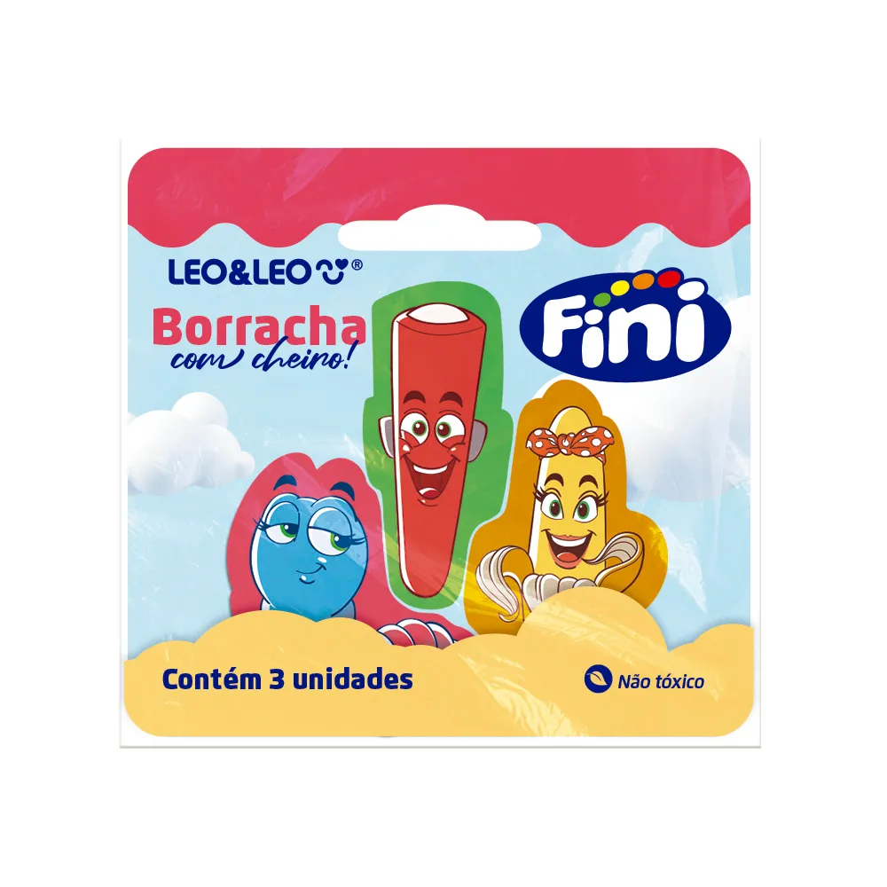 MINI BORRACHA COM AROMA FINI BL COM 3 UNIDADES LEO&LEO                                                                                                                                                               MINI BORRACHA COM AROMA FINI BL COM 3 UNIDADES LEO&LEO
