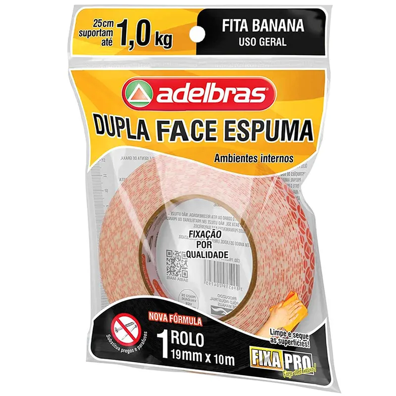 FITA DUPLA FACE ESPUMA FIXA PRO 19MMX10M ADELBRAS                                                                                                                                                       