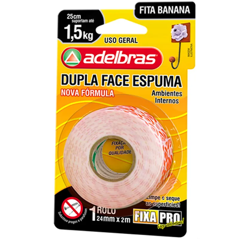 FITA DUPLA FACE 24MMX2M ESPUMA FIXA PRO ADELBRAS                                                                                                                                                        