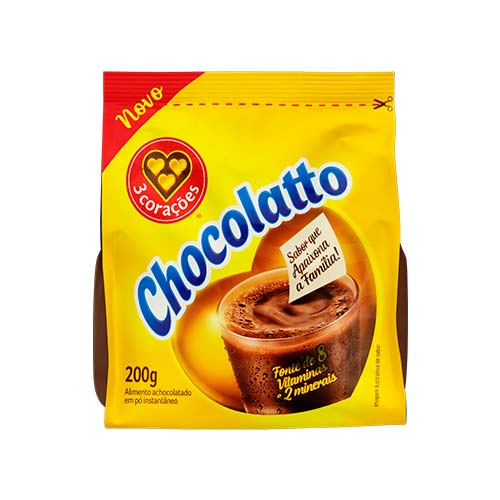 ACHOCOLATADO CHOCOLATTO 3 CORACOES 200G                                                                                                                                                                 