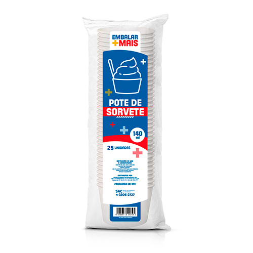 POTE PAPEL SORVETE 140ML EMBALAR MAIS 25UN                                                                                                                                                           