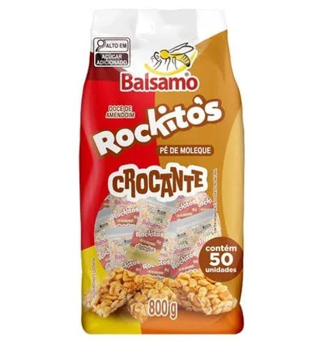 PE DE MOLEQUE CROCANTE ROCKITOS BALSAMO 50UN                                                                                                                                                            