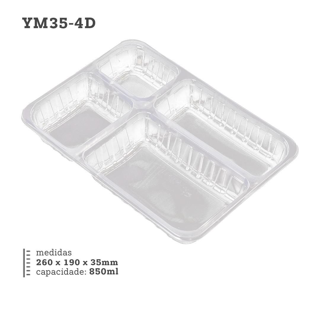 POTE TAMPA RETANGULAR 4 DIVISÓRIAS YM35 850ML YMBALE 10UN                                                                                                                                                               