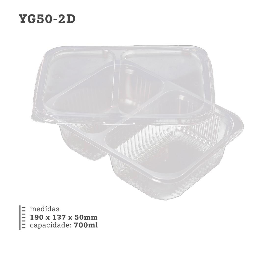 POTE TAMPA RETANGULAR YG50 2 DIVISÓRIAS 700ML YMBALE 10UN                                                                                                                                                                