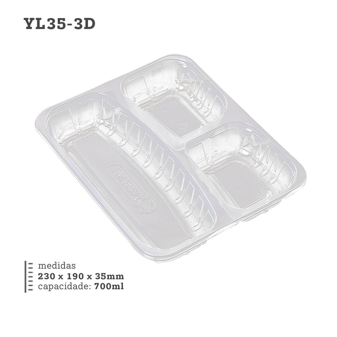 POTE TAMPA RETANGULAR YL35 3 DIVISÓRIA 700ML YMBALE 10UN                                                                                                                                                                