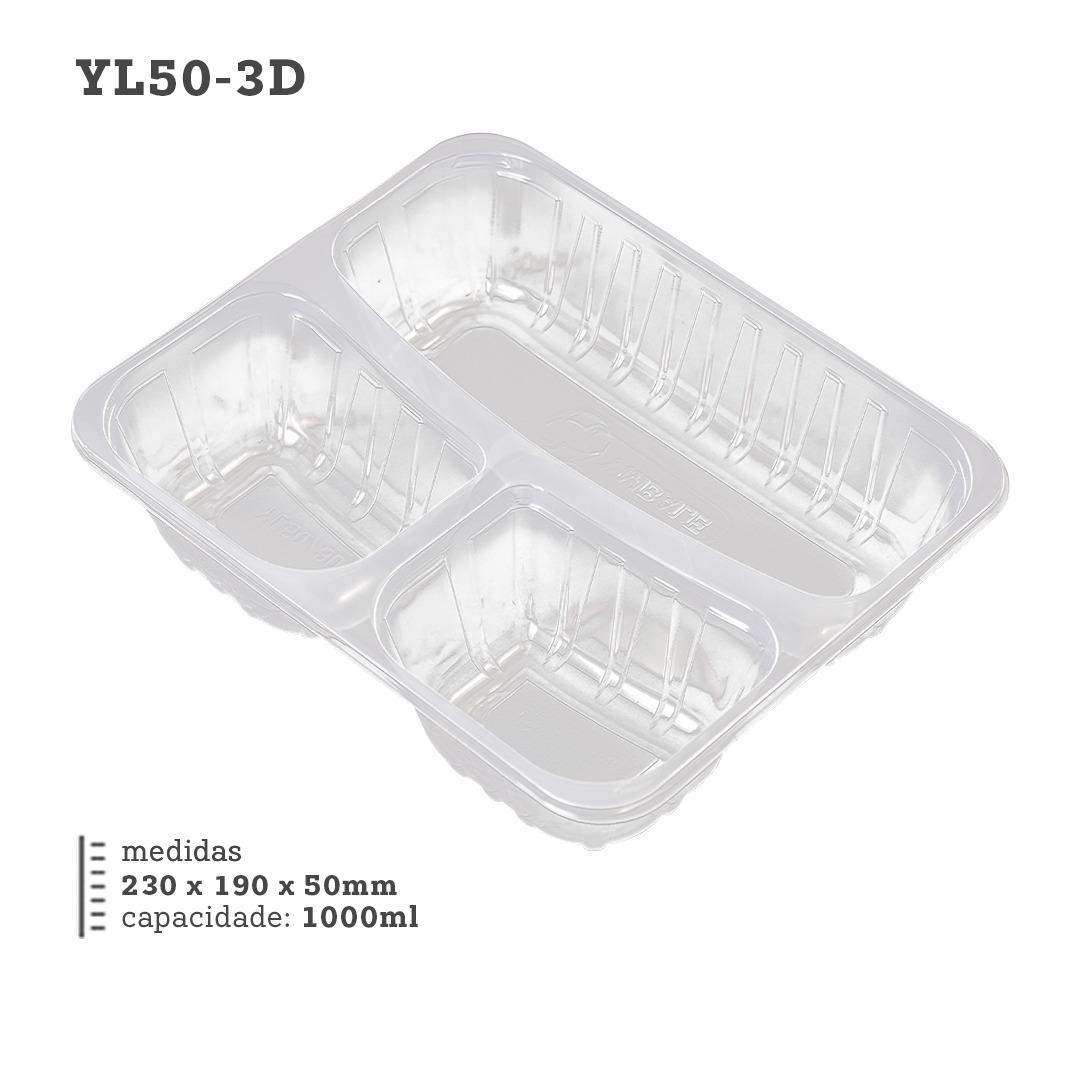 POTE TAMPA RETANGULAR YL50 3 DIVÓRIAS 1L YMBALE 10UN                                                                                                                                                                   