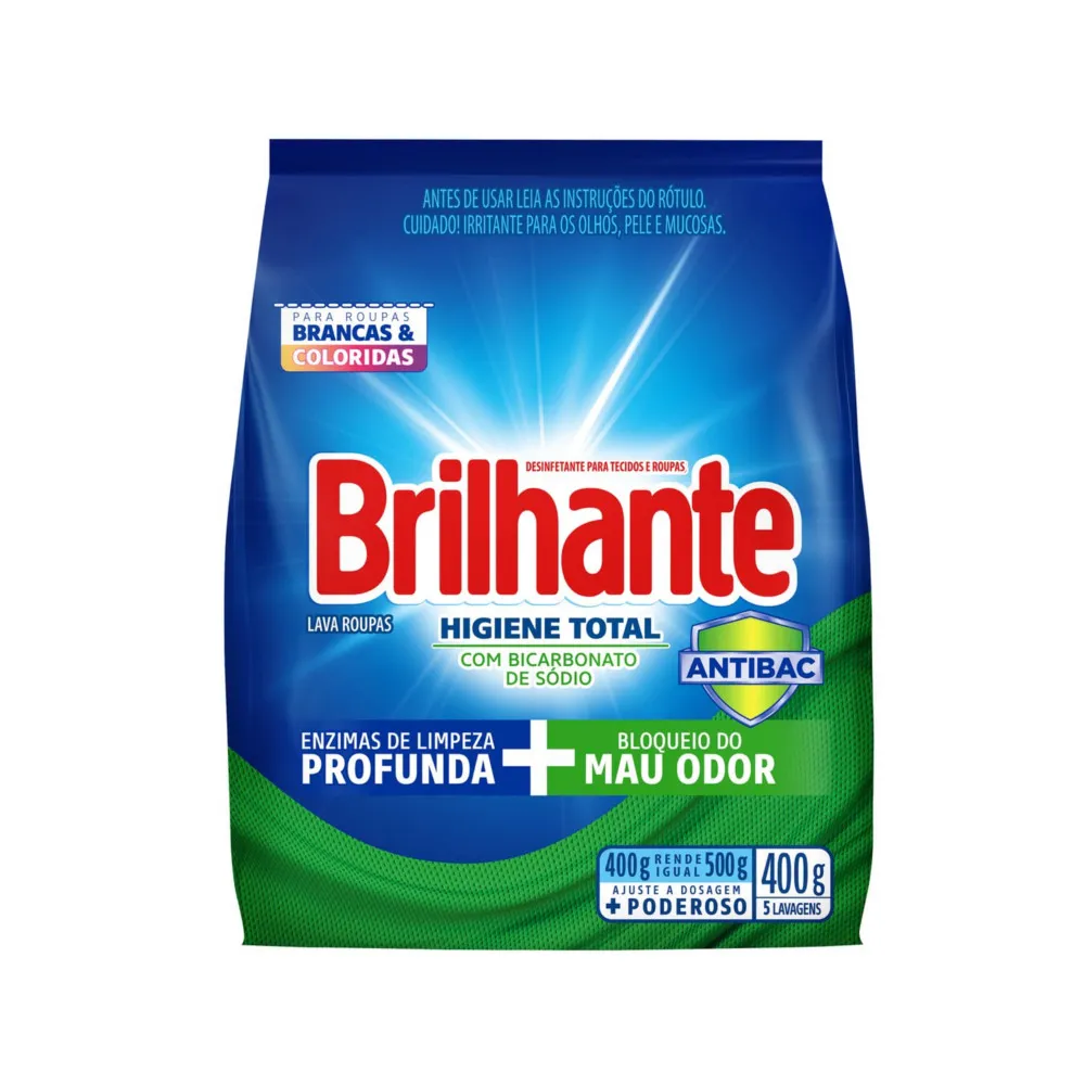 SABAO EM PO SANITIZANTE HIGIENE TOTAL BRILHANTE 400G                                                                                                                                                    