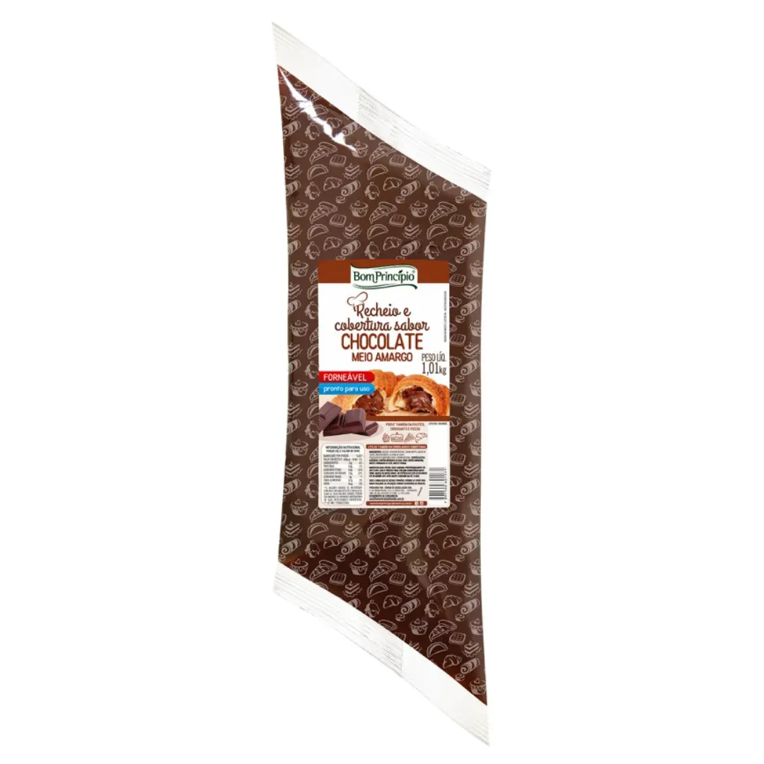 RECHEIO E COBERTURA CHOCOLATE MEIO AMARGO BOM PRINCIPIO 1,01KG                                                                                                                                                     