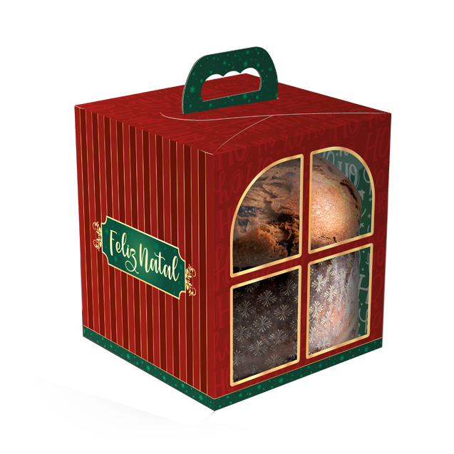 CAIXA MINI PANETONE JANELA COM ALCA NOEL                                                                                                                                                              