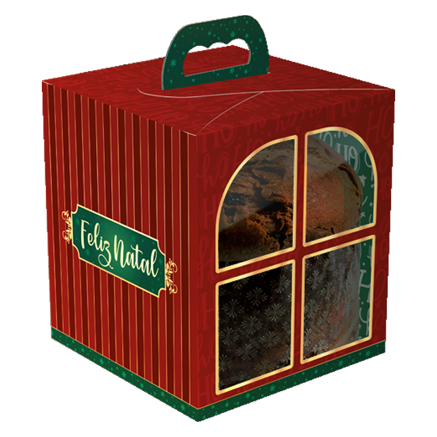 CAIXA PANETONE JANELA COM ALCA NOEL                                                                                                                                                                    