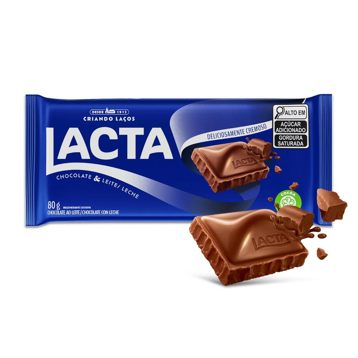 CHOCOLATE LACTA AO LEITE MONDELEZ 80G                                                                                                                                                                   