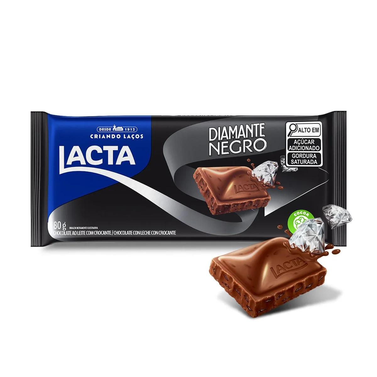 CHOCOLATE LACTA DIAMANTE NEGRO MONDELEZ 80G                                                                                                                                                             