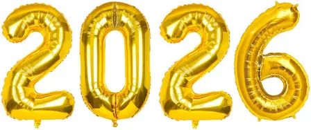 BALAO METALICO 16 POLEGADAS 2026 SILVER PLASTIC DOURADO                                                                                                                                                               