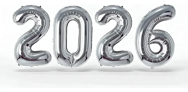 BALAO METALICO 16 POLEGADAS 2026 SILVER PLASTIC PRATEADO                                                                                                                                                              