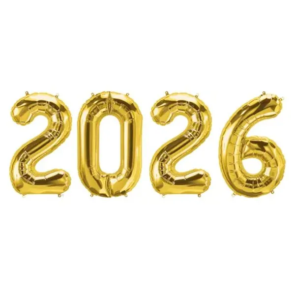 BALAO METALICO 34 POLEGADAS 2026 SILVER PLASTIC DOURADO                                                                                                                                                              