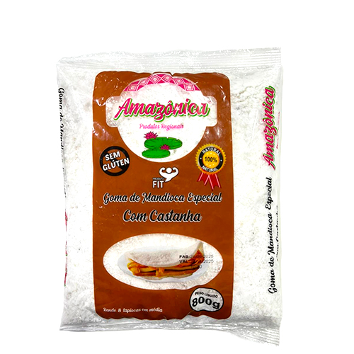 GOMA DE MANDIOCA C/ CASTANHA AMAZONICA 800G                                                                                                                                                             